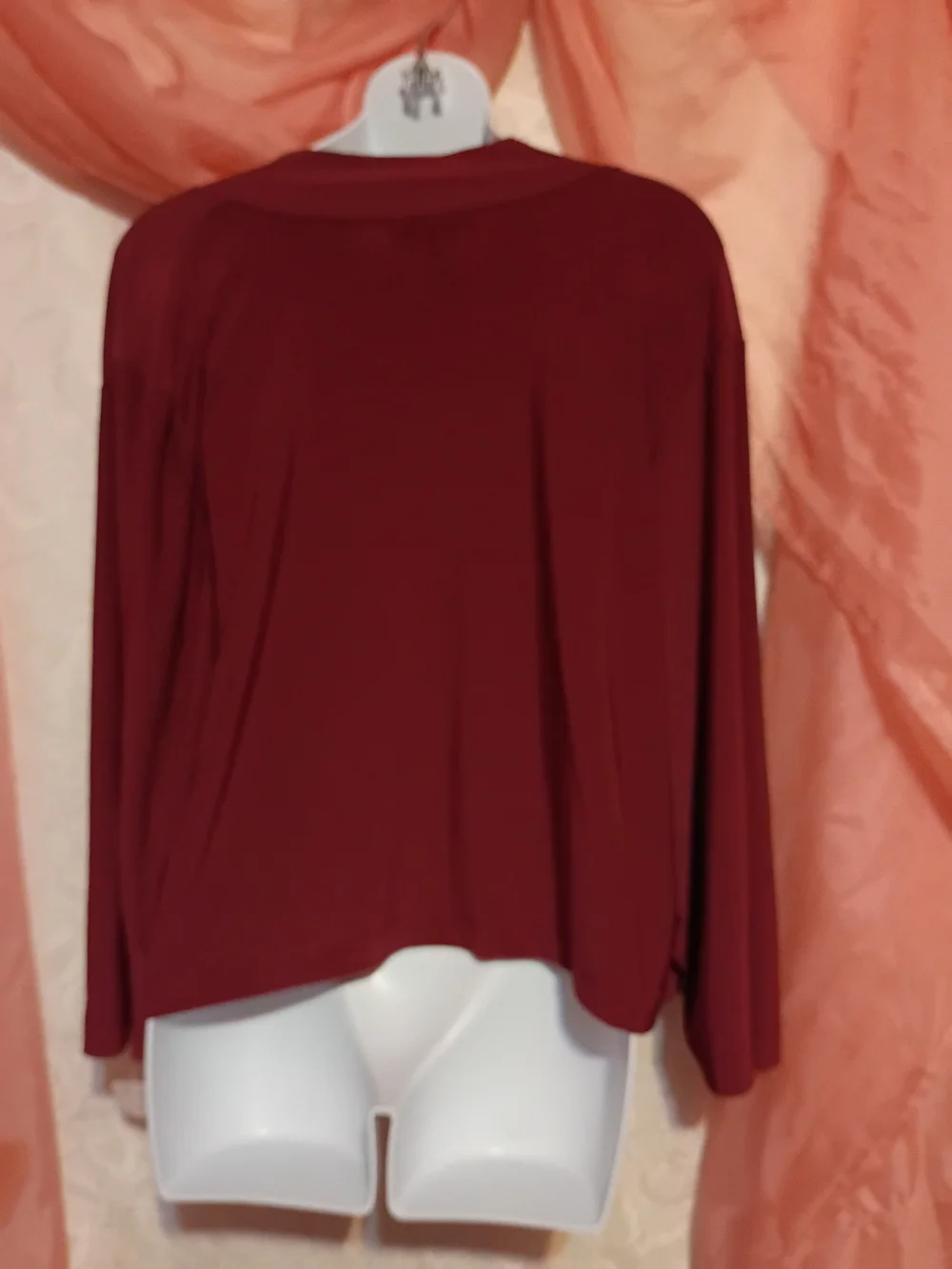 Women’s Open-Front Burgundy Polyester Cardigan